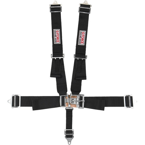 GFR6000BK, Harness, 5 Point, Latch and Link, SFI 16.1, Pull Down Adjust, Bolt-On / Wrap Around, Individual Harness, Black, Kit