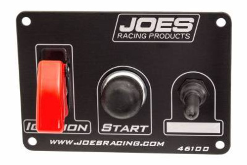 JOE46100, Switch Panel, Dash Mount, 5 x 3-1/2 in, 2 Toggles / 1 Momentary Button, Aluminum, Black / White, Each