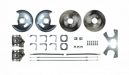 RSDAFXRD01, Brake System, Disc Conversion, Rear, 1 Piston Caliper, 11.000 in Rotor, Offset Hat, Iron, Natural, GM 10-Bolt / 12-Bolt, Kit