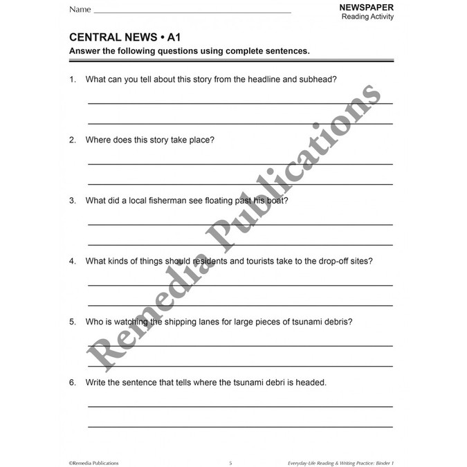 Life Skills Reading & Writing Worksheets Autism & Special Ed.