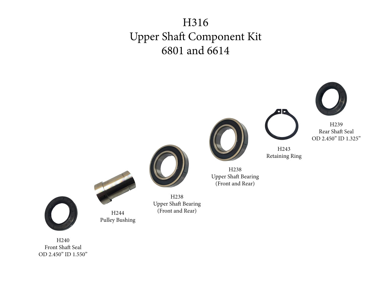 Upper Shaft Components Fitting Hobart Saws 6614 and 6801