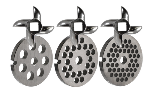 Grinder Plate Pack First, Second, Third Grind #5 3/8", 1/4", 3/16" With Knives