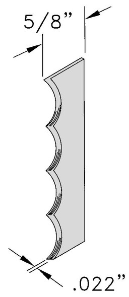 116” Scalloped Blade, Close Up of Blade Drawing with Measurements