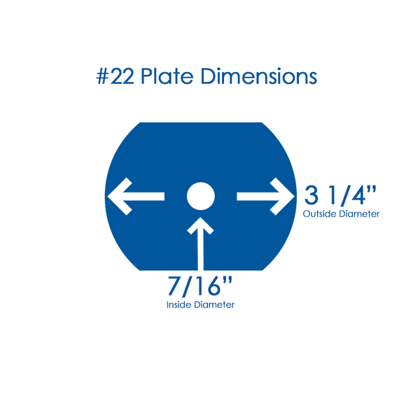 Grinder Plate #22 - Kidney w/ 2 Flat Edges, Image with Dimensions