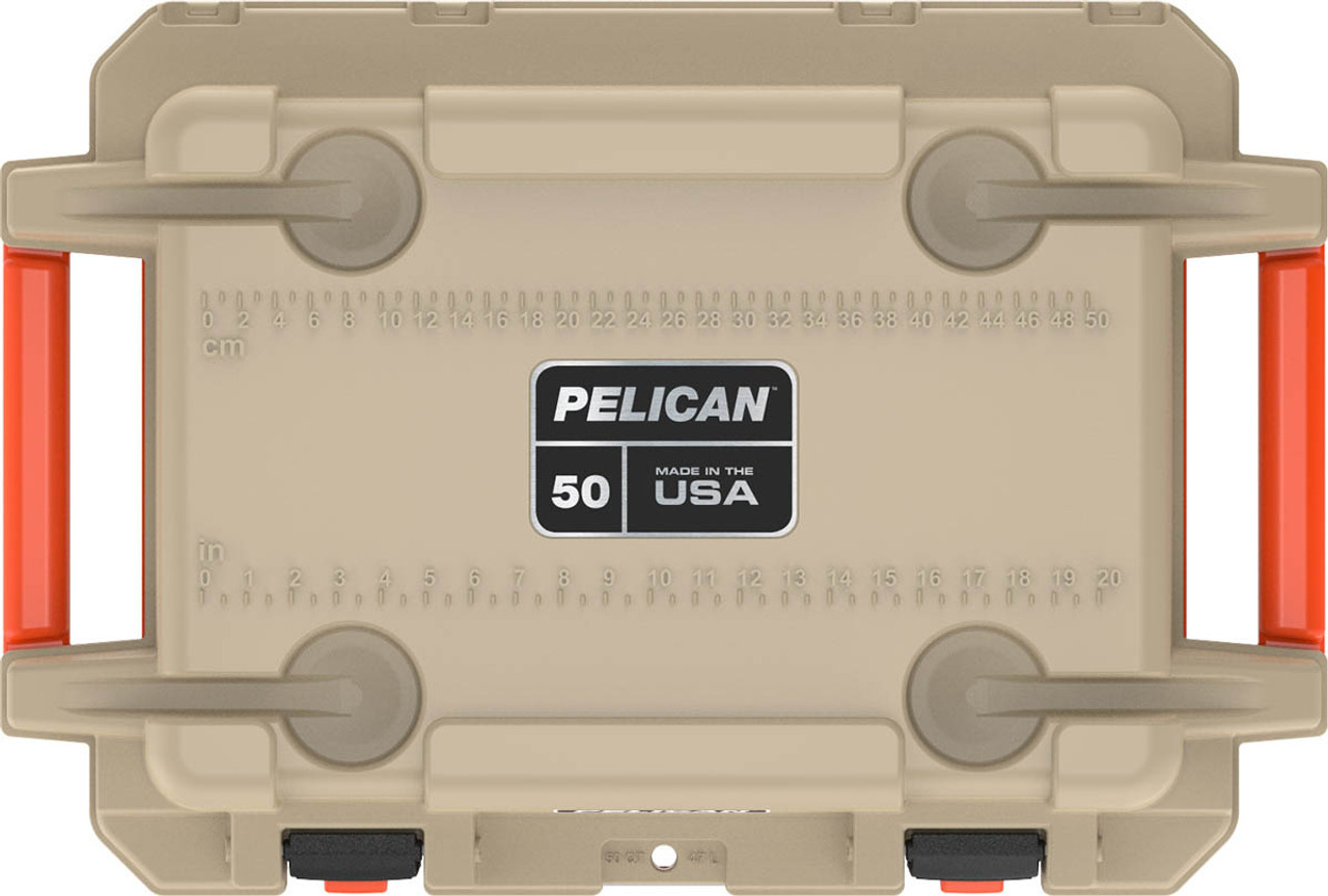 Pelican 50QT Elite Cooler, Tan & Orange