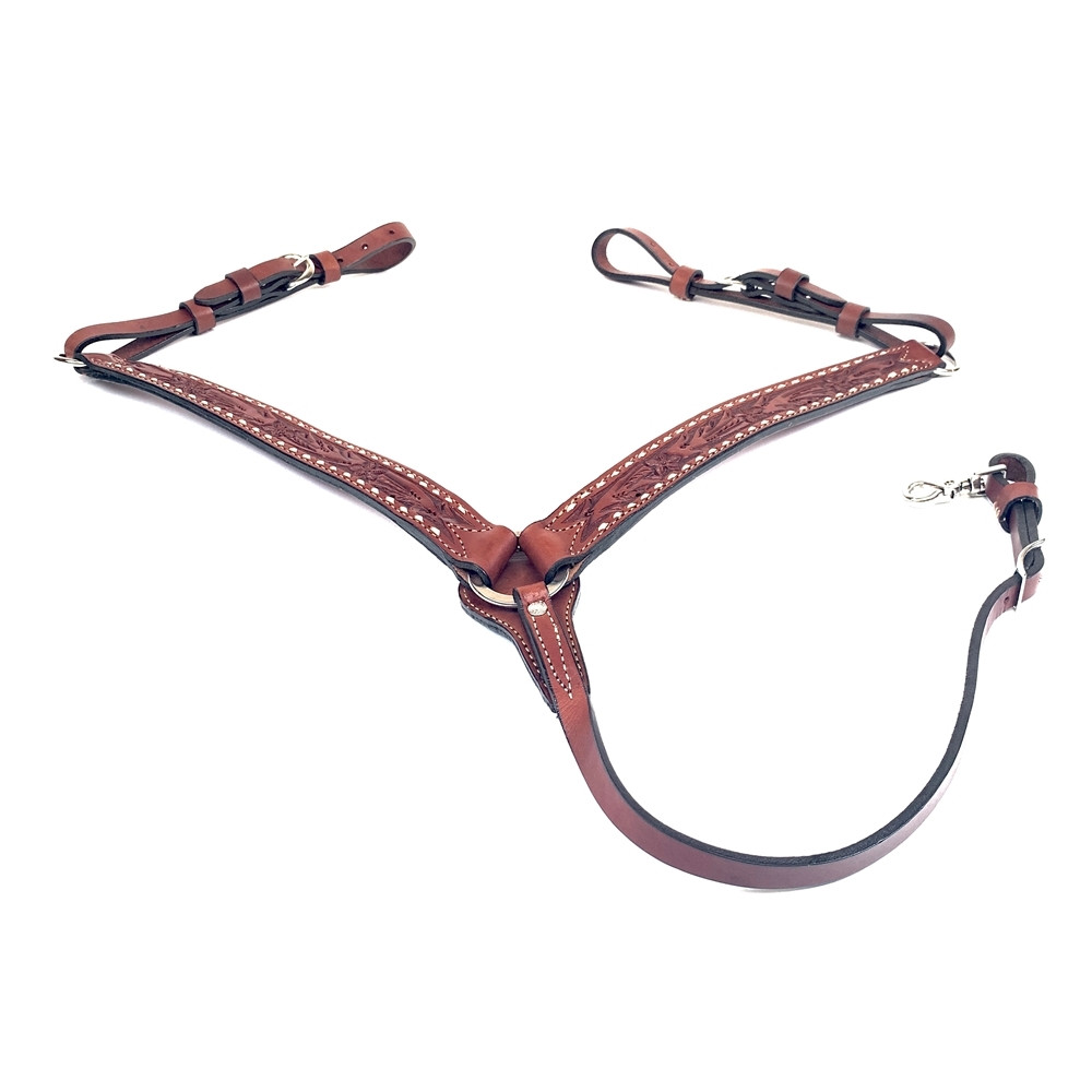 Premium Leather Breast Collar For Horses Hand Crafted AA Tooling
