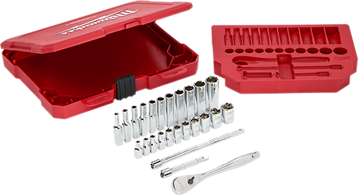 Milwaukee Standard 1/4 In. Drive 6Point Ratchet & Socket Set (26Piece)