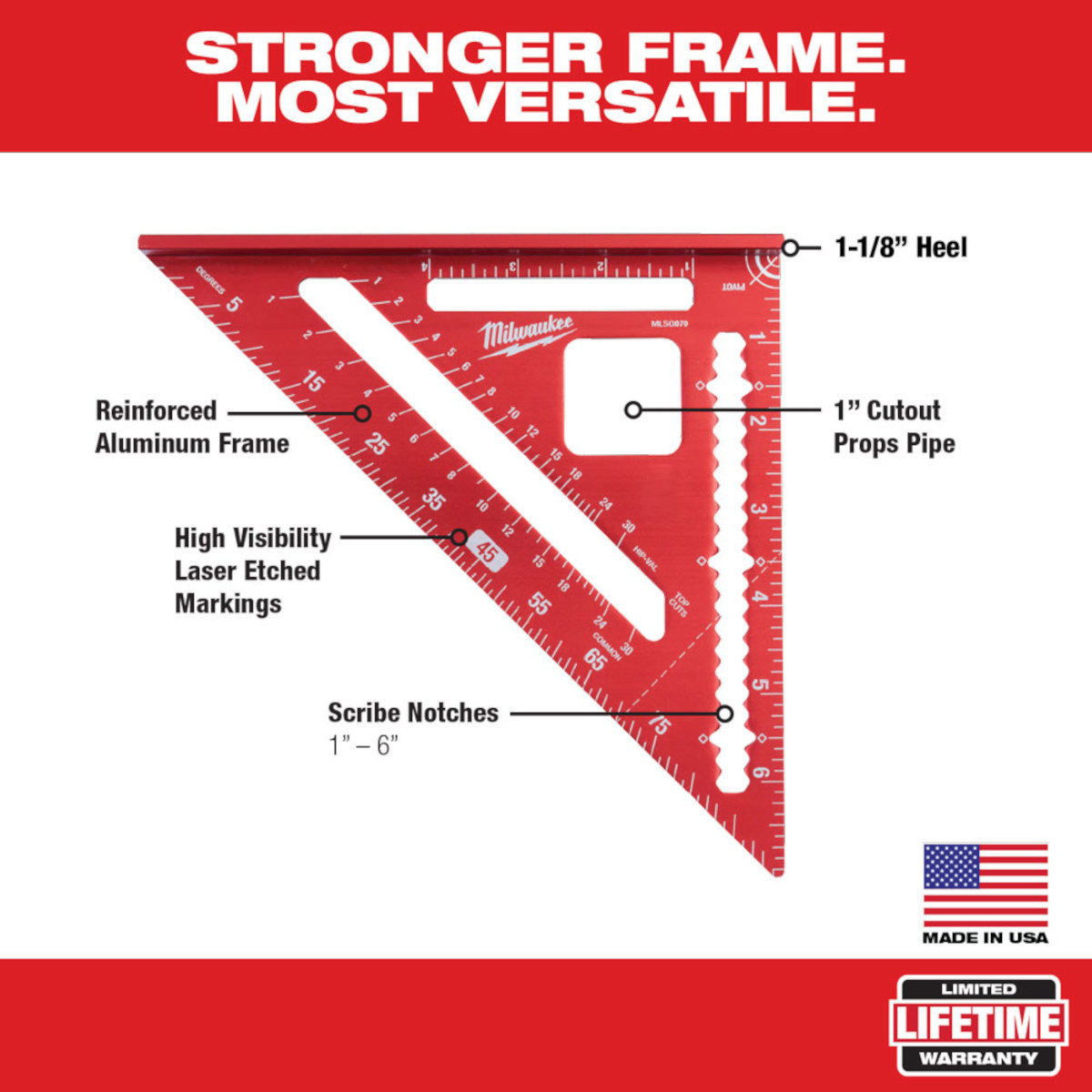 Milwaukee 7 In. Aluminum Rafter Square