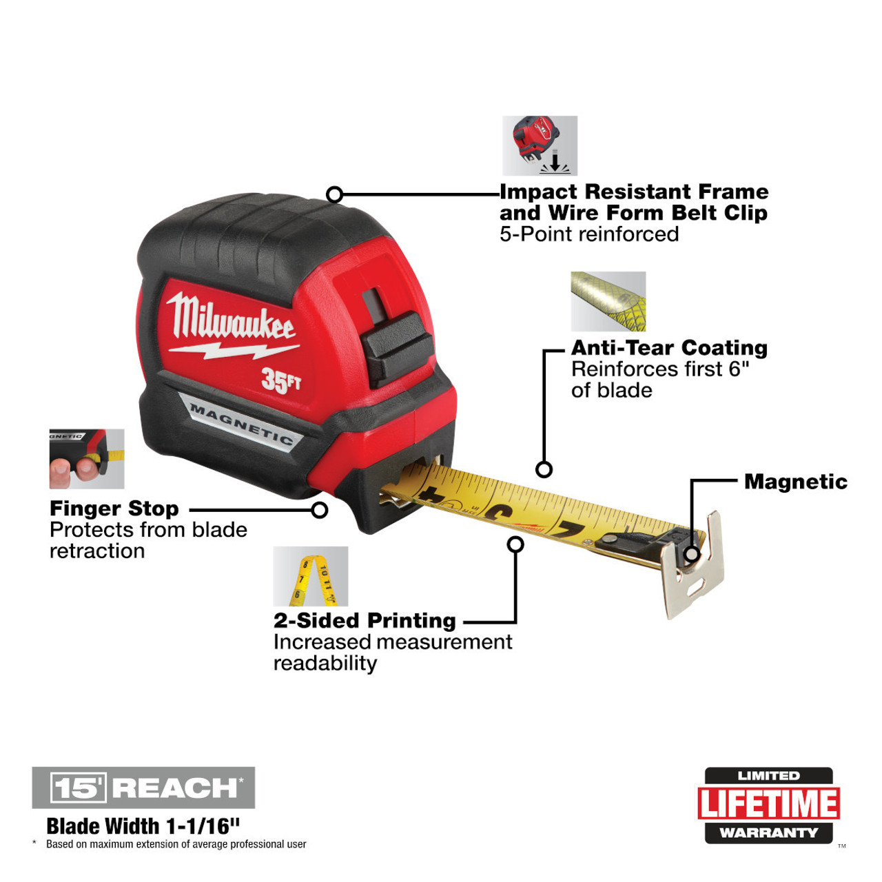 Milwaukee 35 Ft. Compact Wide Blade Magnetic Tape Measure - Rancher Supply  (RCS)