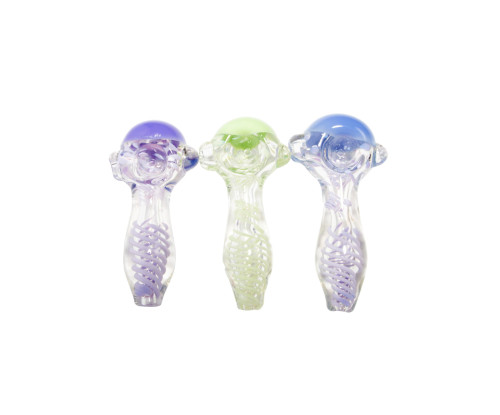 H-64 | Clear Hand Pipe w/ Colored Accents and Matching Line Design