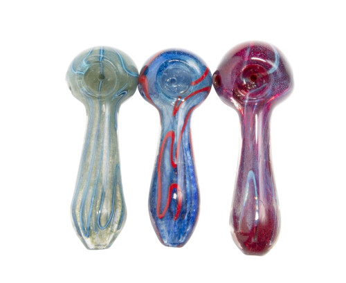 H-66 | Assorted Color Hand Pipes w/ Line Design
