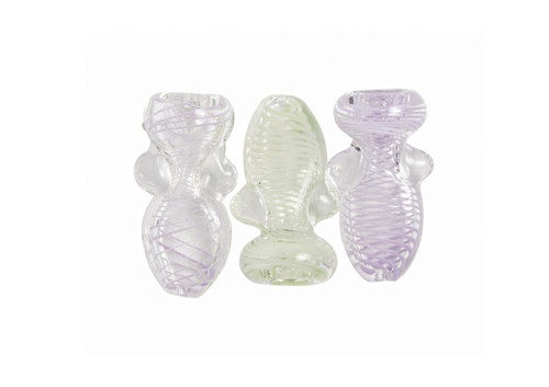 CH-19 | Clear Double Dotted Hour Glass Chillum