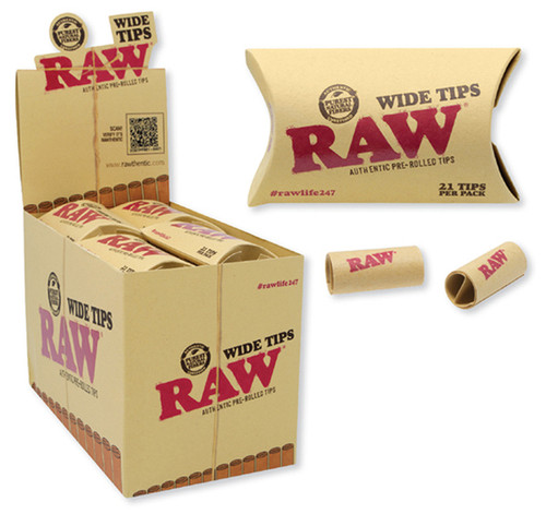 Raw Pre-Rolled Tips Wide 21pcs 20pk