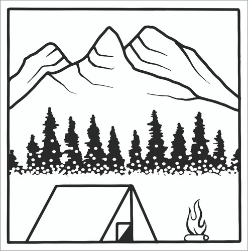 Mountain Camping BW Sticker B11