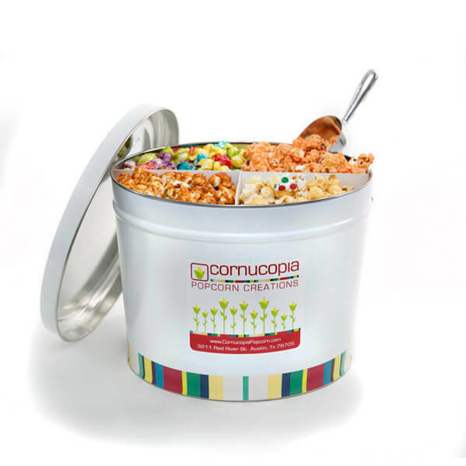 White Popcorn Tin (4 SIZES)