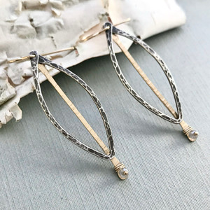 Modern Leaf Earrings with Labradorite