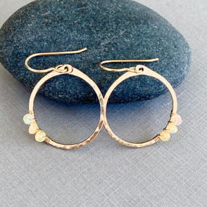 Circle Hoops with Opal