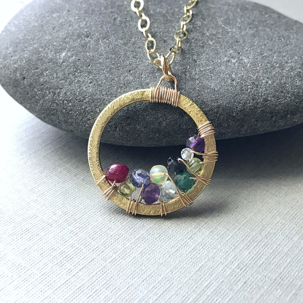 Family Circle Necklace Large 7-13 Birthstones