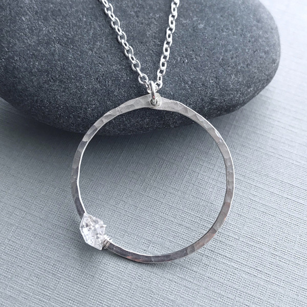 The Circle Necklace with Herkimer Diamond
