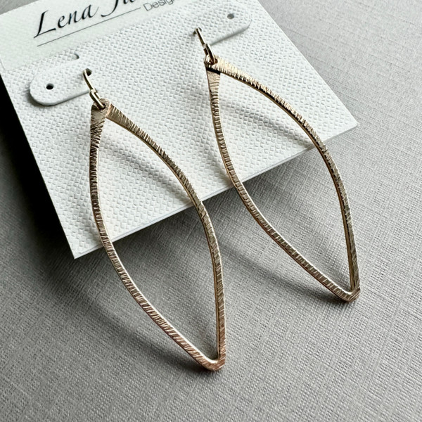 Etched Gold Marquise Earrings