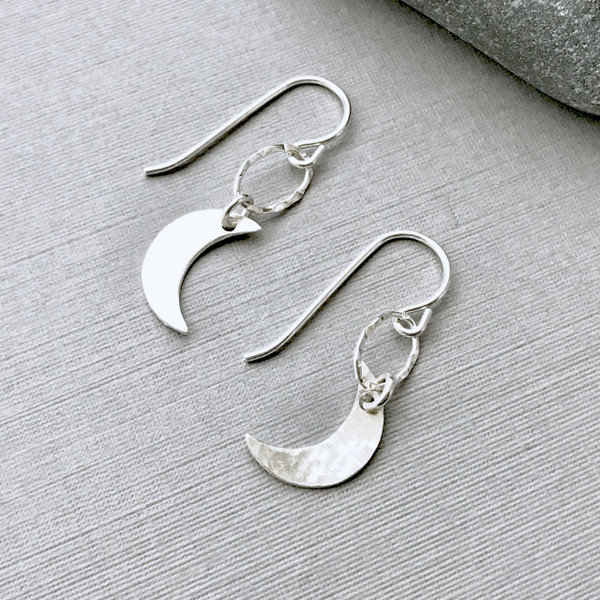 Crescent Moon Earrings - Silver