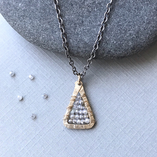 Triangle Necklace with Grey Moonstone