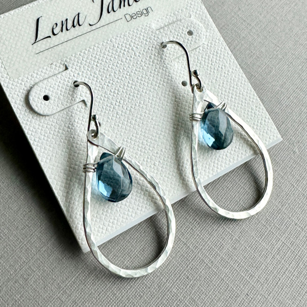 Teardop Earrings with London Blue Topaz