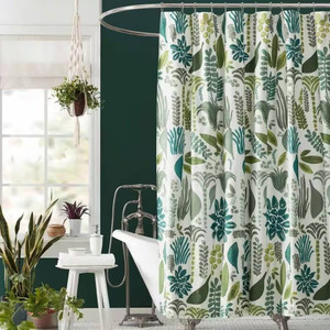 72 x 72 inch Cotton Poly Shower Curtain with Garden Leaves Herb Floral Pattern Q280-JGSCST291573642