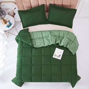 King/Cal King Traditional Microfiber Reversible 3 Piece Comforter Set in Green Q280-GRKI4679