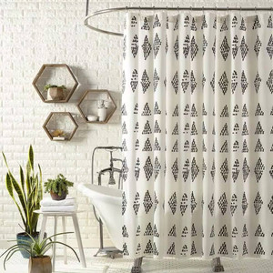 72 x 72 in. Cotton Polly Shower Curtain with Black White Rhombus Dots Pattern Q280-WPJBSC291235791