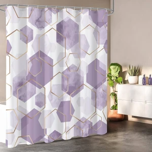 72"W x 84"H Abstract Blue Geometric Polyester Shower Curtain Q280-LAVPSH7284