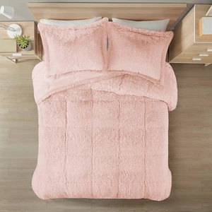 Full/Queen Pink Blush Soft Sherpa Faux Fur 3-Piece Comforter Set Q280-BLPFQCS7953891