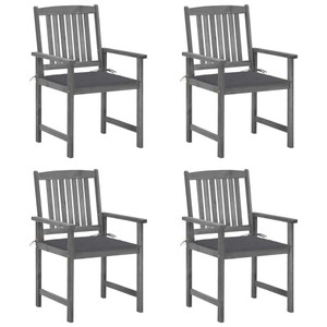  Patio Chairs with Cushions 4 pcs Gray Solid Acacia Wood A949-3061222