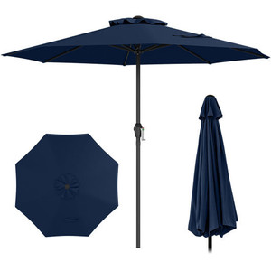 Outdoor Heavy Duty Market Umbrella with Crank Handle and 8 Sturdy Ribs-Navy - Color: Navy D681-NP12130NY