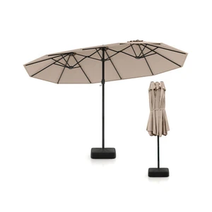 Costway 15 Feet Double-Sided Twin Patio Umbrella with Crank and Base-Brown B593-Walmart_NP10209CF_copy
