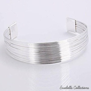 COLOR: Silver - Simplicity Silver Cuff Italian Design Bracelets design by Evabella Collections K290-1254578120