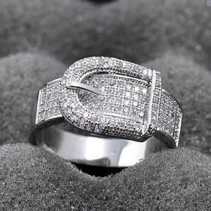 Size: 7 - Illusion - Belt Style Ring Crafted In Hand Set CZ Stones On Sterling Silver K290-1250894156