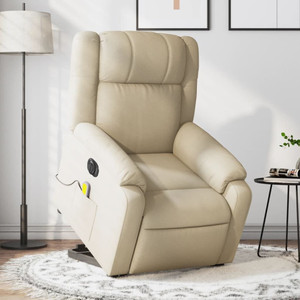  Electric Stand up Massage Recliner Chair Cream Fabric A949-3206239