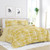 Full/Queen size 3-Piece Yellow White Reversible Floral Striped Comforter Set Q280-FQYE4599