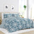 King size 3-Piece Blue and White Reversible Floral Striped Comforter Set Q280-KIBL4999