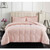 Twin Size Pink 3 Piece Microfiber Reversible Comforter Set Q280-PITW3734