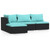  4 Piece Patio Lounge Set with Cushions Black Poly Rattan A949-317534