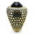 TK3221 - IP Gold(Ion Plating) Stainless Steel Ring with Synthetic Synthetic Glass in Jet A874-TK3221