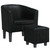  Tub Chair with Footstool Black Faux Leather A949-356491