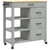  Kitchen Trolley MONZA 33.1"x15.7"x34.8" Solid Wood Pine A949-376113