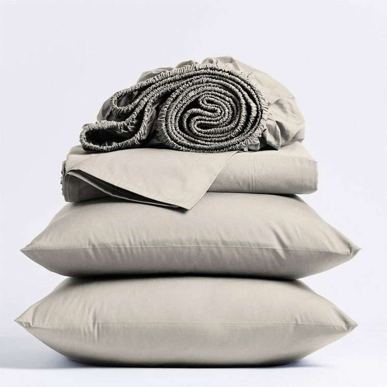 Twin Ivory Beige Off-White Cream 100-Percent Certified Organic Cotton Sheet Set Q280-IVTWSC49258176
