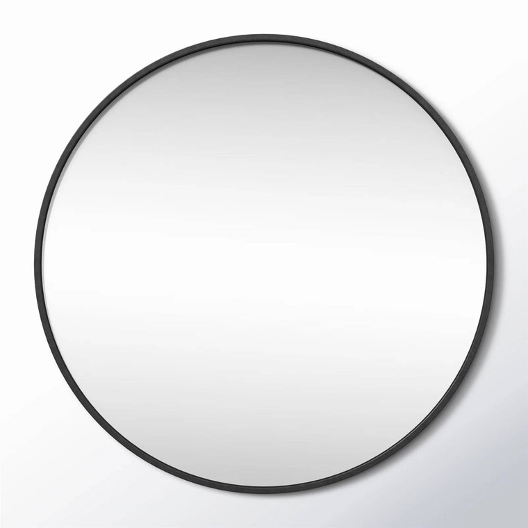 Round 28-inch Wall Mirror in Black - Living Room Bedroom Accent Bathroom Mirror Q280-BLKTWETRM10358176