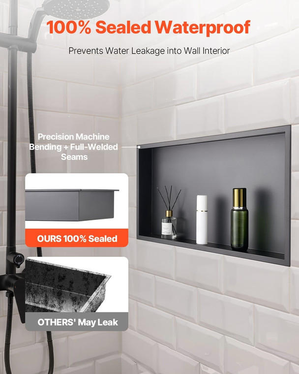 Shower Niche, 13 x 25 x 4 inch Recessed Wall Niche, Heavy-duty Stainless Steel Modern Soap & Shampo E415-BXGLYBKHS1C1QL8XL001V0
