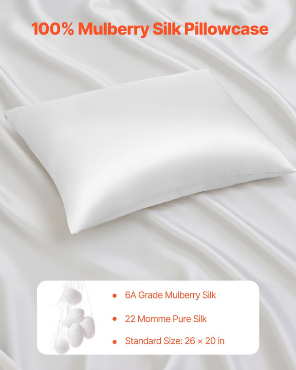 Silk Pillowcase, 100% Pure Mulberry Silk Pillow Case, 26 in x 20 in Standard Silky Pillow Case for  E415-SCSZTTSTANDAGXK9G001V0