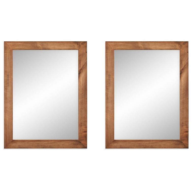 Set of 2 Modern Farmhouse Mirror Set Distressed Brown Wood Frame 31 x 24 inch Q280-SMTFC261935742